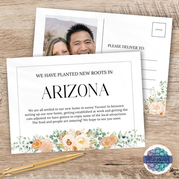 elegant floral greenery planted new roots new address weve moved cards